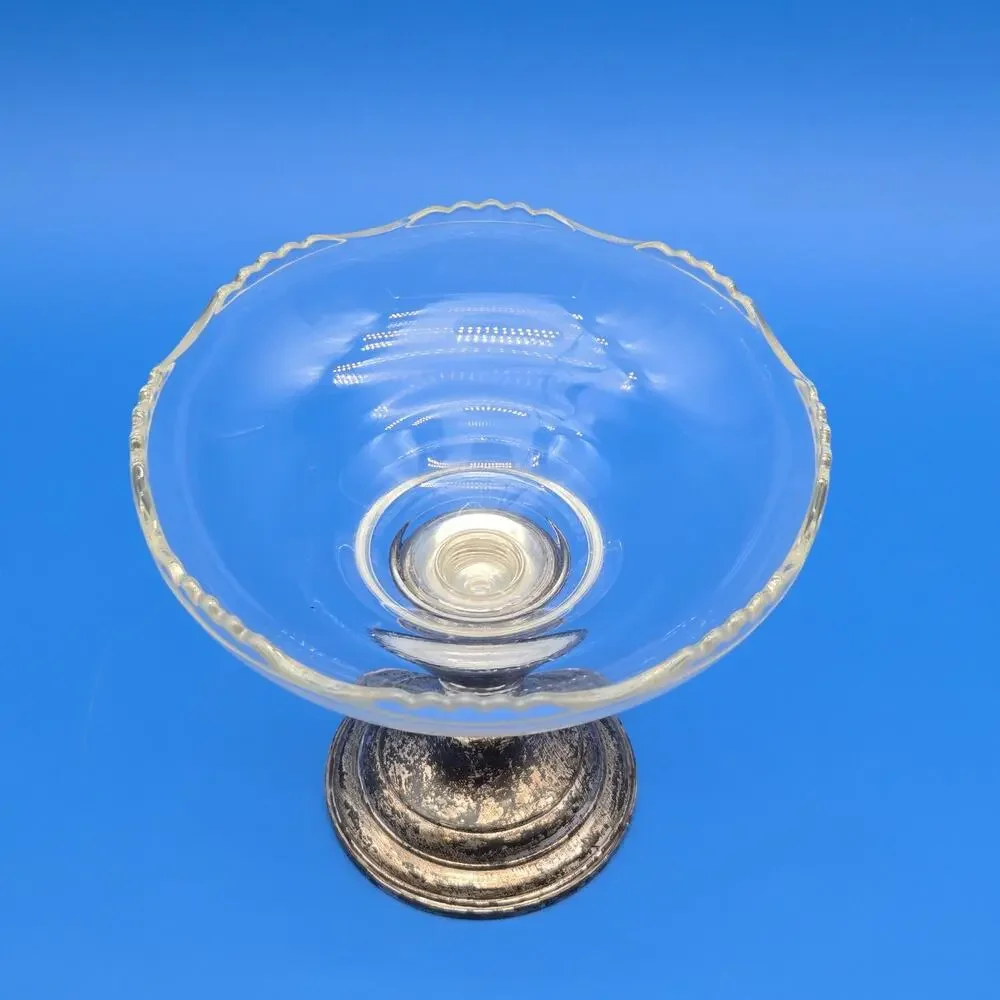 Frank M Whiting Sterling Silver Glass Compote Bowl Weighted 2001 Vintage
